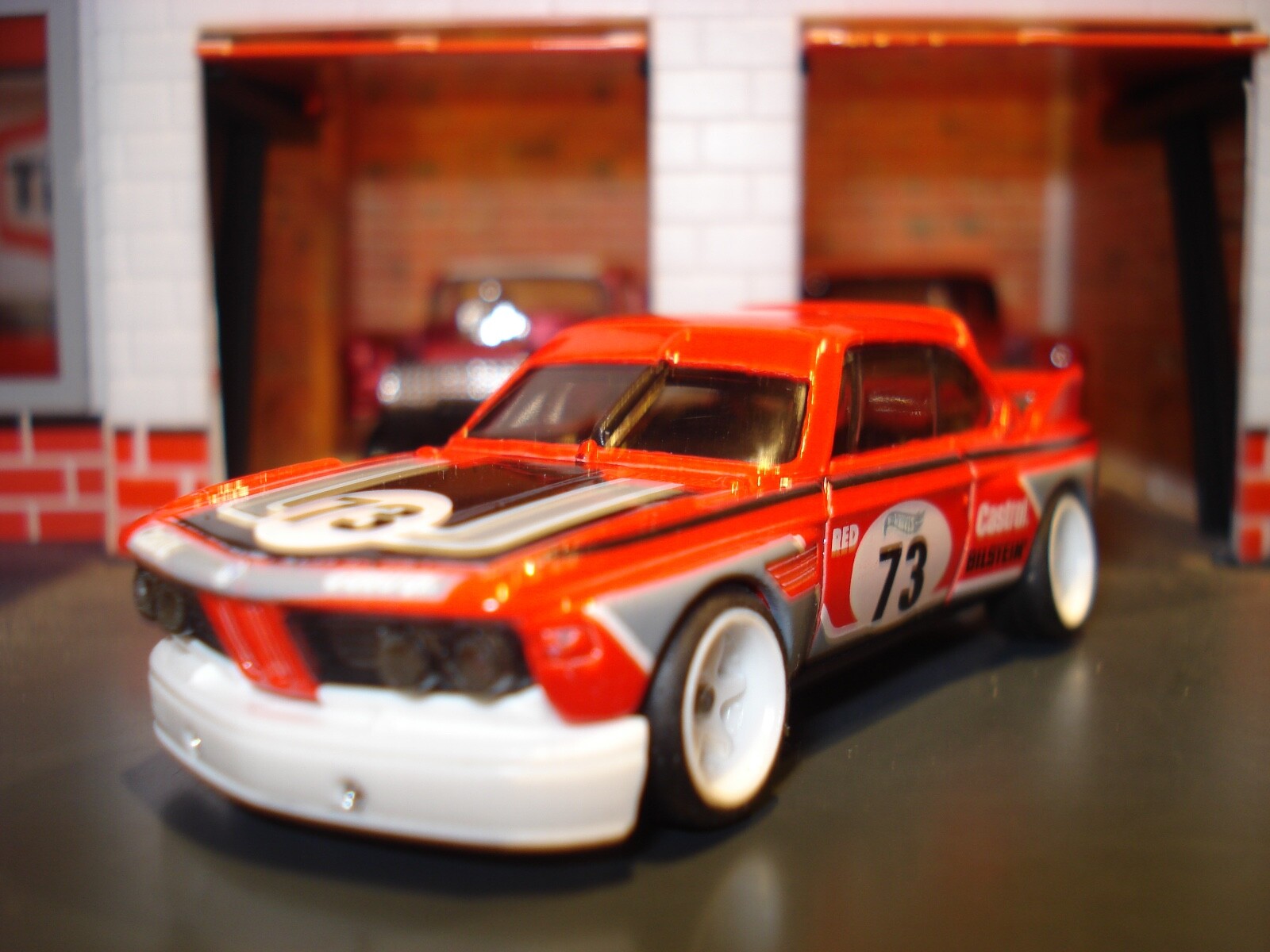 1973 BMW 3.0 CSL RACE CAR CUSTOM EDITION 1/64 CUSTOM WHEELS & TIRES HW RED-image