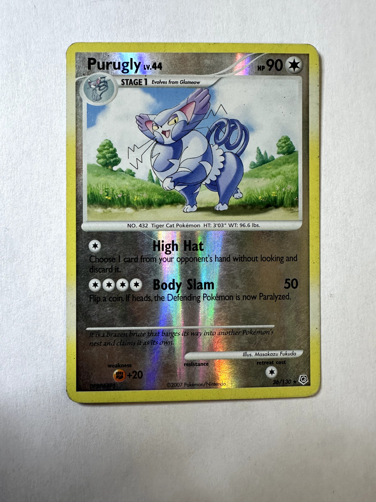 Purugly - 36/130 Diamond & Pearl - Rare Reverse Holo - LP