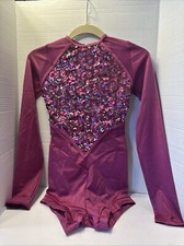 WEISSMAN Dance Costume hot pink sequin long sleeve SA