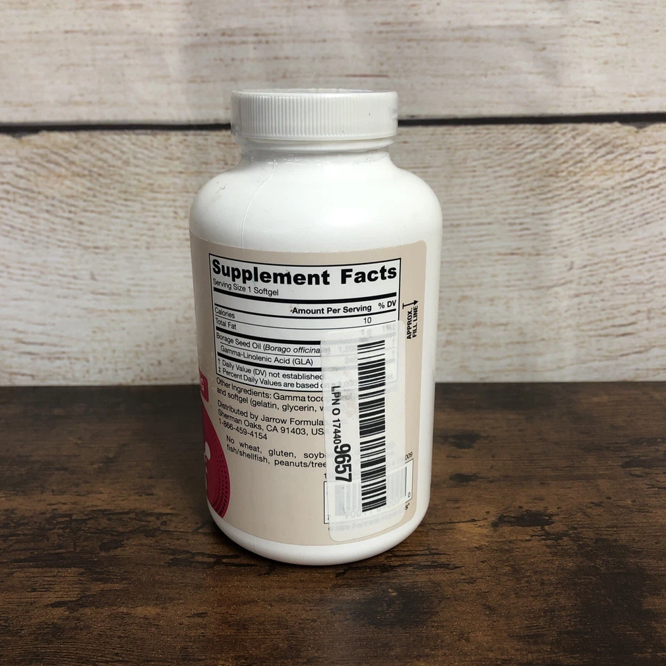Óleo de semente de borragem Jarrow Formulas 1.200 mg, 120 cápsulas gelatinosas 7/25 prensa fria não transgênica - Imagem 2 de 3