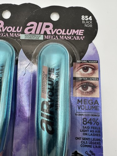 3 x Loreal Paris Air Volume Mega Mascara Waterproof #854 Black - NEW - Picture 2 of 5