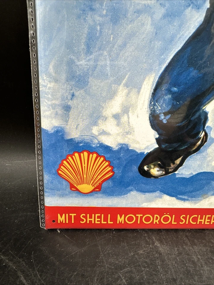 Sehr seltenes limitiertes Blechschild "Shell Kälteschutz" Erhabenes Motiv! I.6 - Bild 3 von 4