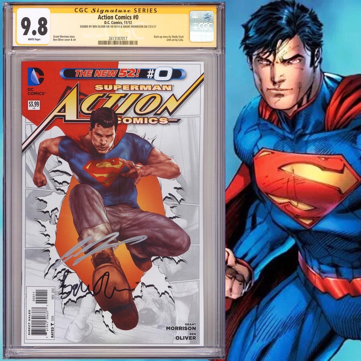 CGC 9.8 SS Action Comics #0 signed by Ben Oliver & Grant Morrison
