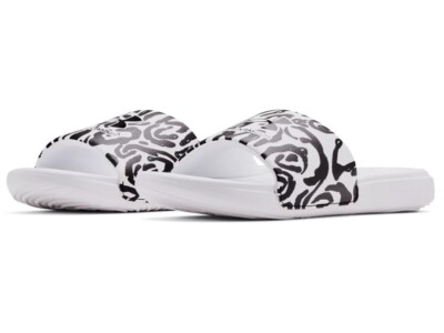 Under Armour 3024436 Women's UA Ansa Graphic Fix Slides, White/Black, Size 6