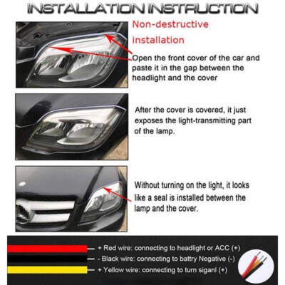 Ultra Thin LED Daytime Running Lights – Sequential White/Amber Eyebrow Strip, 45cm
