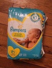 Pampers Swaddlers Disposable Baby Diapers Preemie 27 Count, 6LBS, DOLL DIAPERS