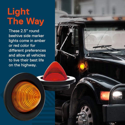 2pc 2.5" Amber Beehive LED Marker Light for Boat Trailer Truck DOT SAE P2 - Foto 6 di 8