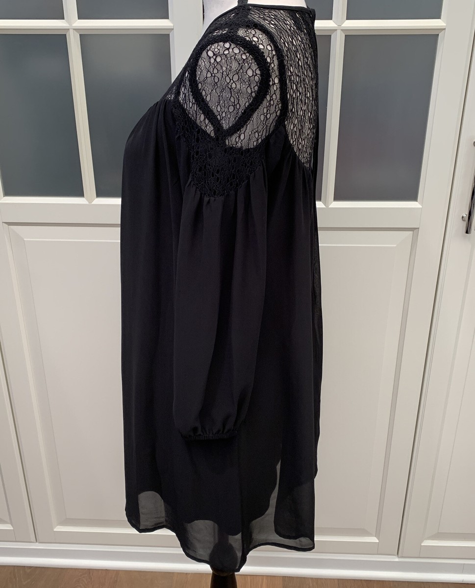 Black tunic dress with gorgeous lace accents- XS | eBay