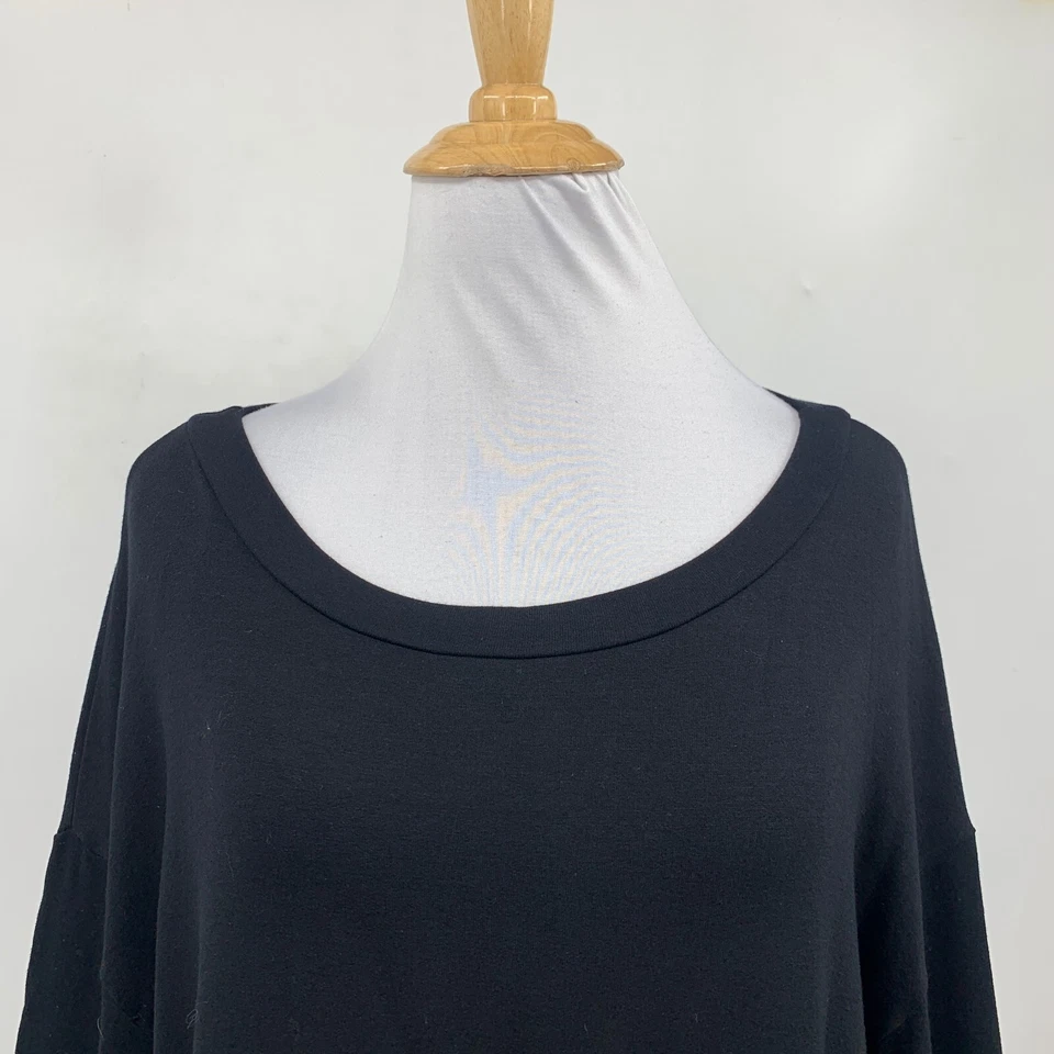 Michael Stars Sudadera Mujer L Grande Negra Cuello Redondo Elastizado Pullover Cuadrado Foto 3 de 4