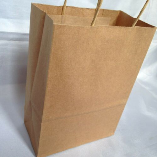 Gift Bags Kraft Paper Carrier Present Handles Wedding Birthday Bag 21cm x 15cm - Picture 12 of 14