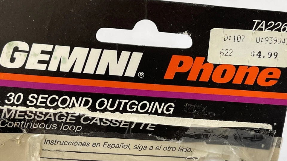 Vintage Gemini Phone Message Cassette 1995 - Image 4 of 4