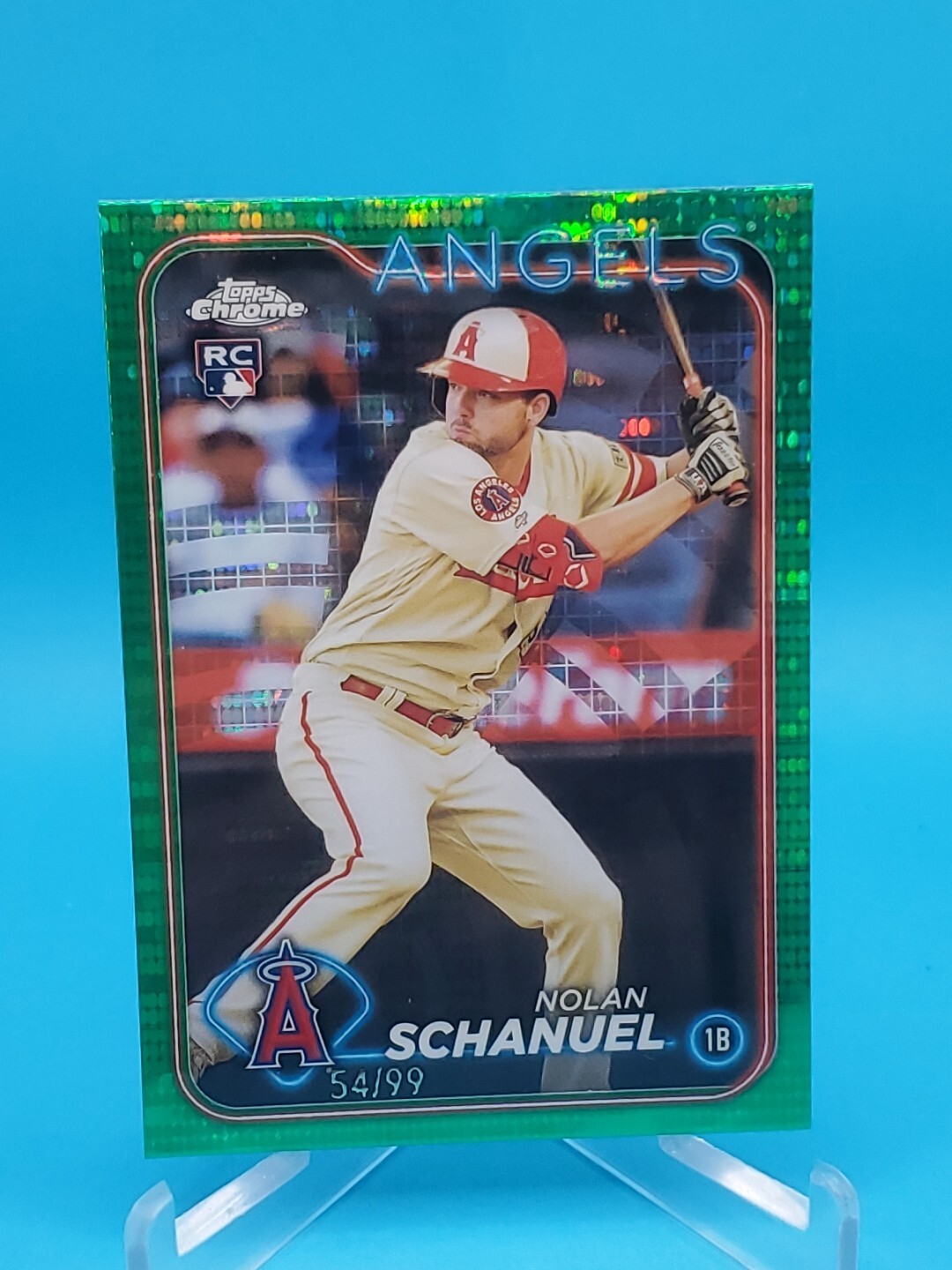 Nolan Schanuel 2024 Topps Chrome RC #274 Green Sonar Refractor 54/99 - Angels