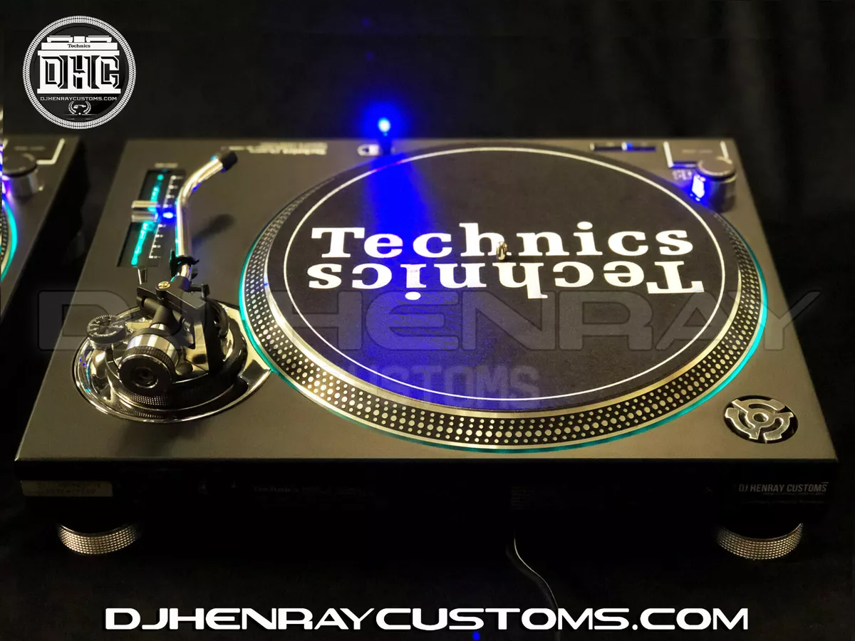 2 custom Matte black & chrome Technics SL 1200 mk2's blue leds laser etch  logos | eBay