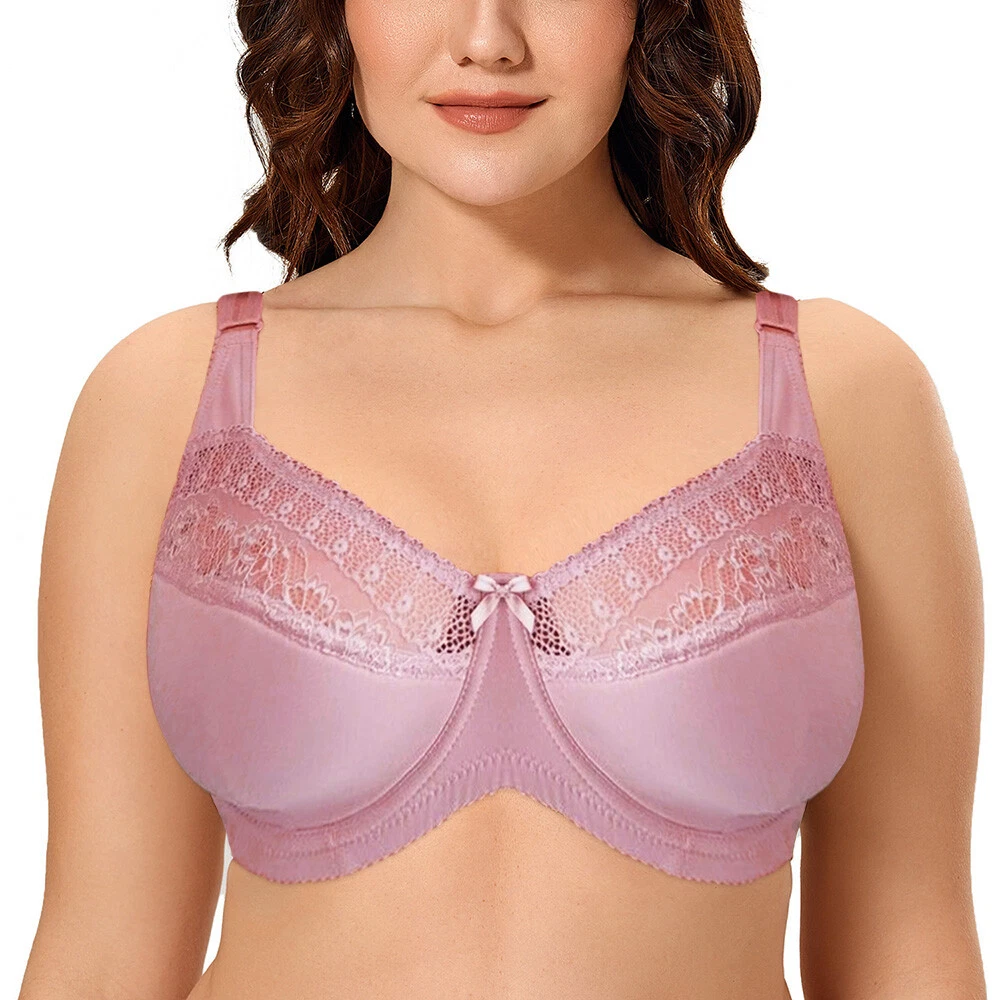 Women's Large Bust Full Coverage Bra Underwire Plus Size Underwear Lace Bras