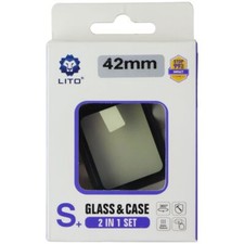 LITO S Glass and Case 2 in 1 Set for Apple Watch Series 3/2/1 42mm - Carbon