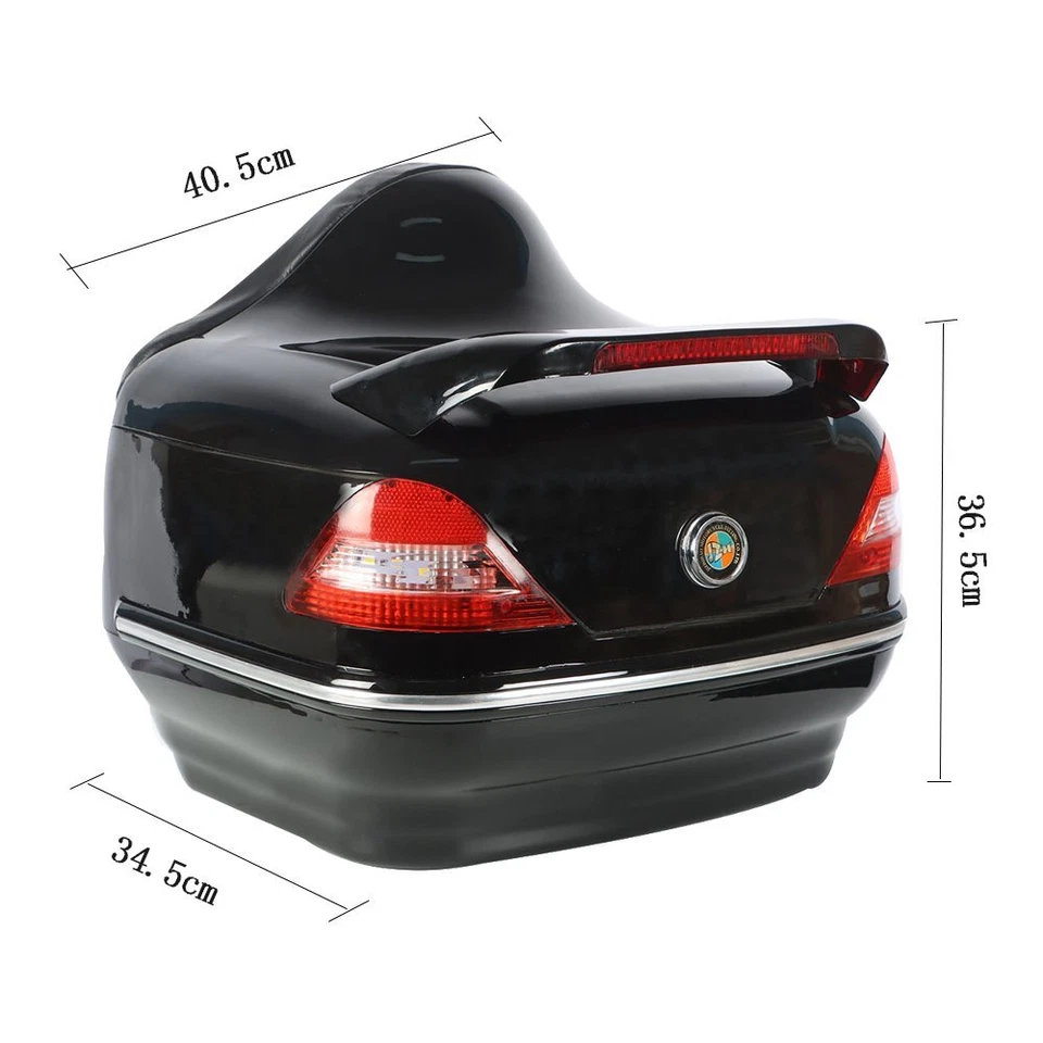 Black Universal  Motorcycle Tour Pack Trunk Luggage Tail Box Pack W/ Tail Light - Image 3 of 4