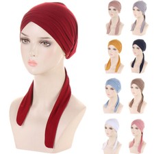 Muslim Women Hijab Chemo Cap Hat Turban Hair Loss Headscarf Wrap Underscarf Arab