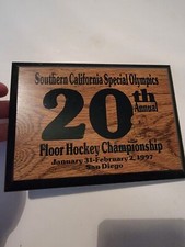 Vintage Plaque 20th Anniversary Special Olympics Floor Hockey Championship Socal