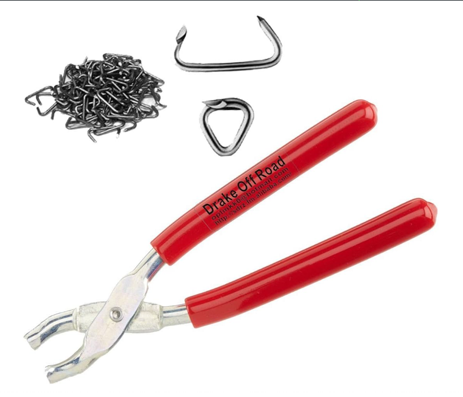 Hog Ring Pliers Kit With 100pcs Rings Tool Set For Seat Cover Upholstery Red New