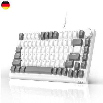 wired mechanical gaming keyboard tastertur |volume control|82 keys|pbt keycap...