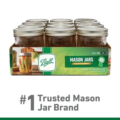 Ball®Wide Mouth Quart 32oz. Glass Mason Jars with Lids and Bands, 12 Count - Picture 1 of 7
