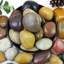 YISZM 5lbs Pebbles for Indoor Plants, 2-3 Inch Mixed Color High Polished Large R