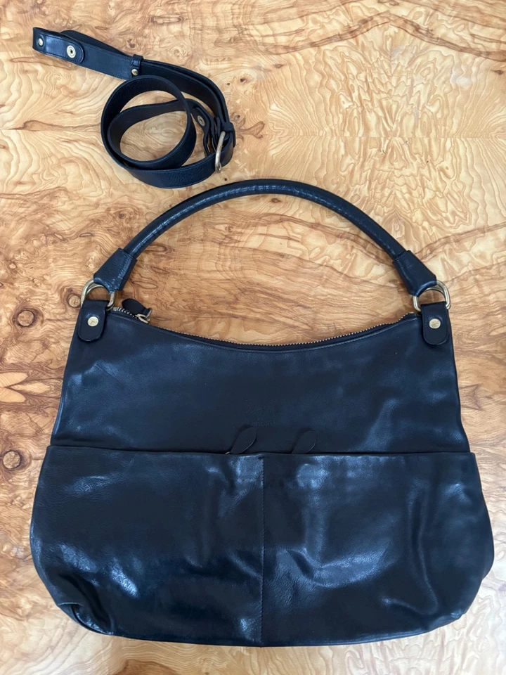 RARO IL BISONTE Bolso Bandolera Grande Negro 2 Vías de Hombro en Excelente Estado Foto 2 de 4