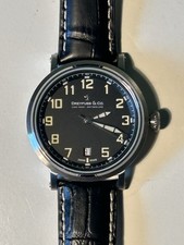 Image of Mens Swiss Made Dreyfuss & Co. Series 1924 Seafarer Black Leather BrandNew