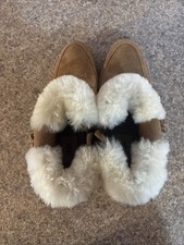 UGG Sheepskin Lined Suede Moccasin Slippers