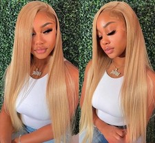 13X6 HD Lace Front Human Hair Wigs 27 Honey Blonde Colored Lace Frontal Wigs