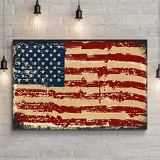 American Flag Wall Art - Patriotic Canvas Print Ready to Hang USA Decor