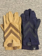  2 Pair VINTAGE Isotoner Gloves By Aris Lycra Spandex Leather Women's