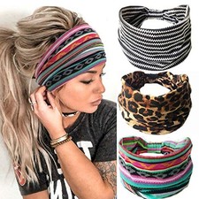 GORTIN Boho Headbands Leopard Hair Bands Knoted Turban Stretch Multicolor