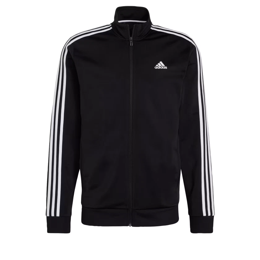 Adidas 2XLT Men Black & White Essentials Warm-Up 3-Stripes Track Jacket H46099