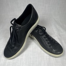 ECCO Soft 7 Leather Lace-Up Women  s Sneakers Black/White Rubber Sole EU 41/US 10