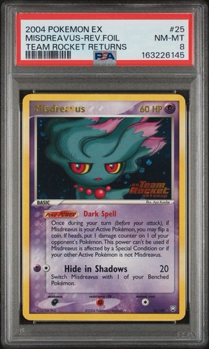 Pokemon EX Team Rocket Returns Misdreavus #25 25/109 Stamped Reverse Holo PSA 8