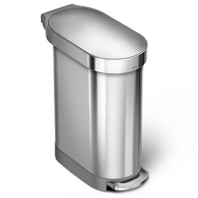 Simplehuman Stainless Steel Slim Trash Can Brushed 45L Liner Rim Kitchen Step