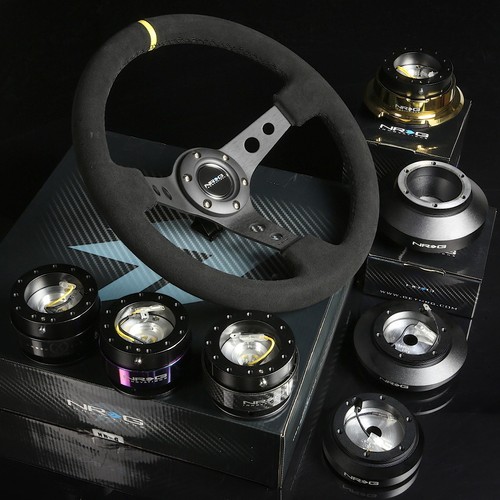 NRG 102H HUB+GEN 2.0 QUICK RELEASE+3"DEEP DISH STEERING WHEEL SUEDE W ...