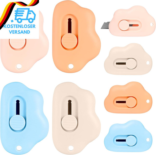 8 Stk Mini Cuttermesser, Mini Box Cutter, Einziehbarer BrieföFfner, PaketöFfner,-image