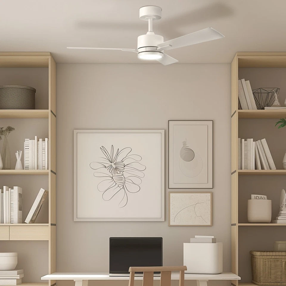 Globe Electric Aventra 42" Matte White LED Light Ceiling Fan with Remote Control - Image 2 of 4