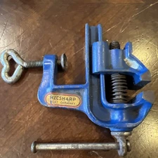 Vintage Hecsharp Small Cast Iron bench Vise Clamp Tool Germany 1-1/8" Jaw Hobby