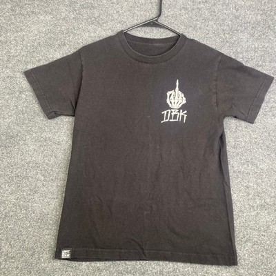 Dirt Bike Kidz DBK Skeleton Middle Finger Graphic T-Shirt Black Mens Small
