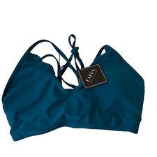 Zaful Bikini Top Womens Medium Teal Scalloped...
