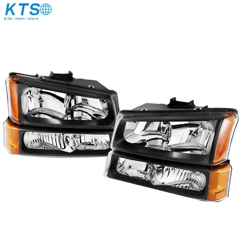 Repuesto faros para Chevy Silverado 1500/2500/3500HD 2003-2006 negro Foto 3 de 4
