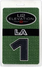 U2 2001 Elevation Concert Tour Los Angeles 1 Laminated Backstage Pass