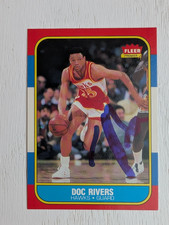 1986 FLEER #91 DOC RIVERS RC HAWKS signed autographed auto 1986-87