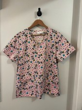 Disney Minnie Mouse and Stars Pink Scrub Top Size Women  s Large 14/16