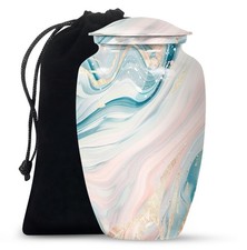 Teal Blue Abstract Memorial Large Urns For Human Ashes Adult Mom 10 Inch 