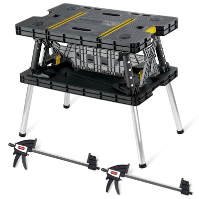 Keter Folding Work Table, Portable Workbench w/ 12'' Clamps for Garage/Wood Sh...