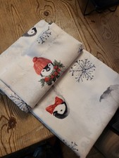 Adorable Penguins Christmas Fabric Shower Curtain Winter Dreams 70x72 New